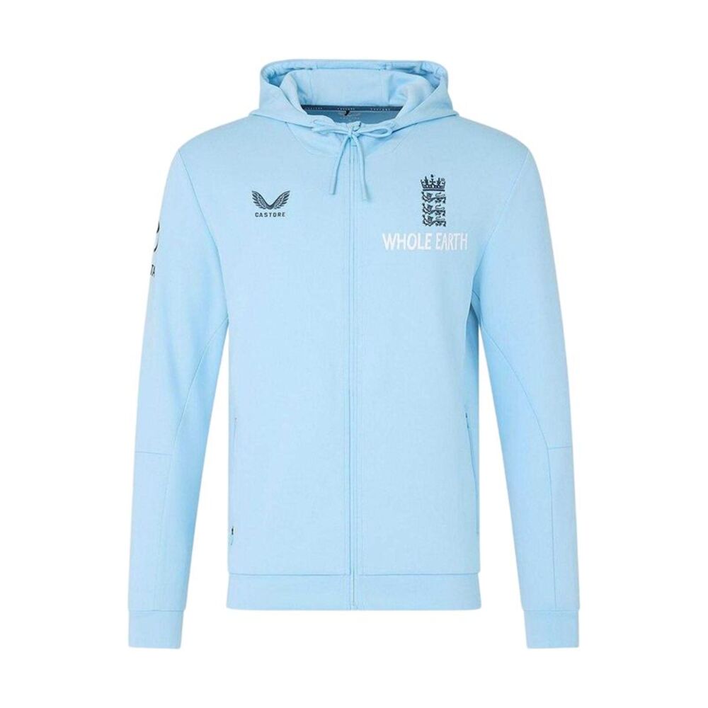 Castore Mens 2026/2027 England Cricket Full Zip Hoodie / Air Blue